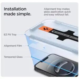 Spigen screen guard for iPhone and Android – premium tempered glass screen protector with 9H hardness, anti-fingerprint, and edge-to-edge protection